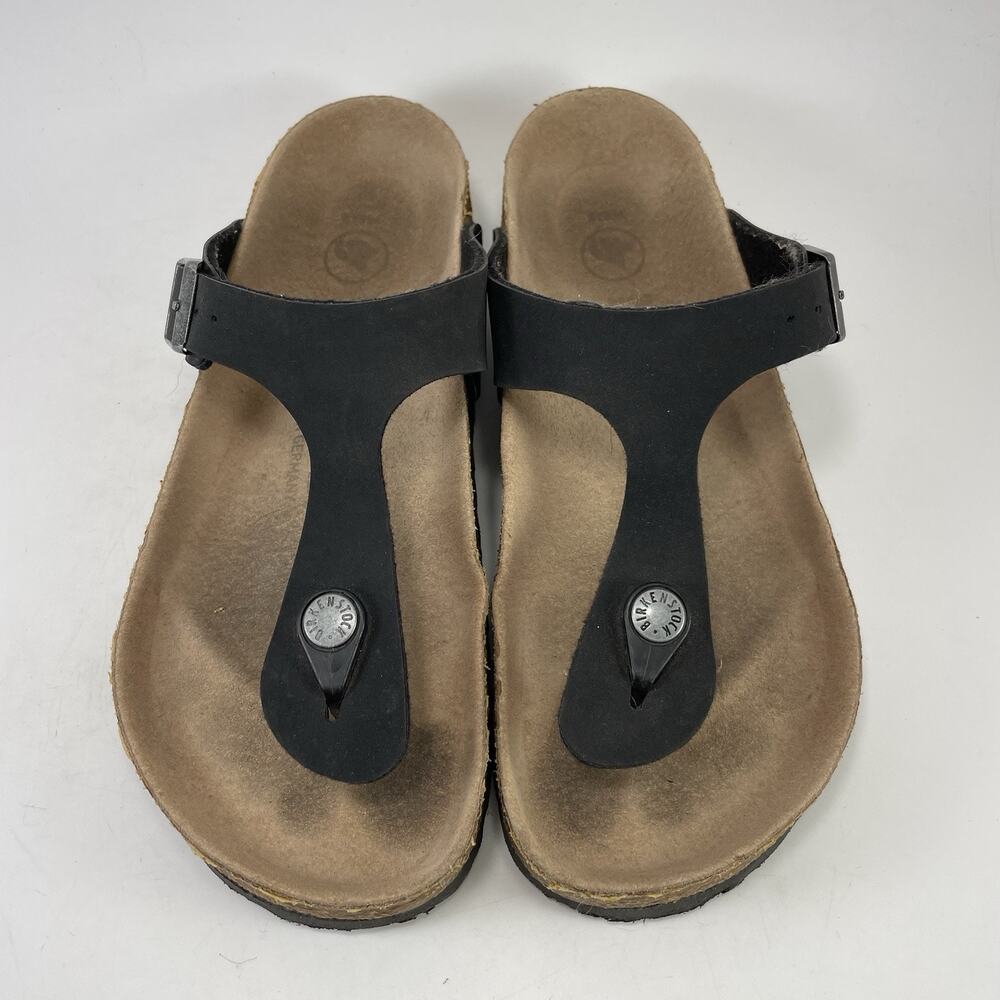 Birkenstock Gizeh Vegan Black Sandals Womens Size 35, 4-4.5 Thong Buckle Slides